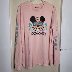 Disney Mickey Tshirt Long Sleeves Blush Malibu Beach Womens Plus Size 2XL